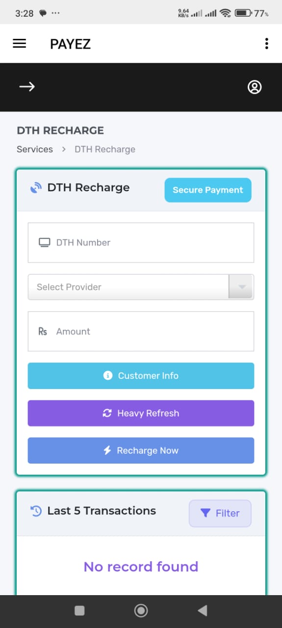 Screenshot of PayeZ New App